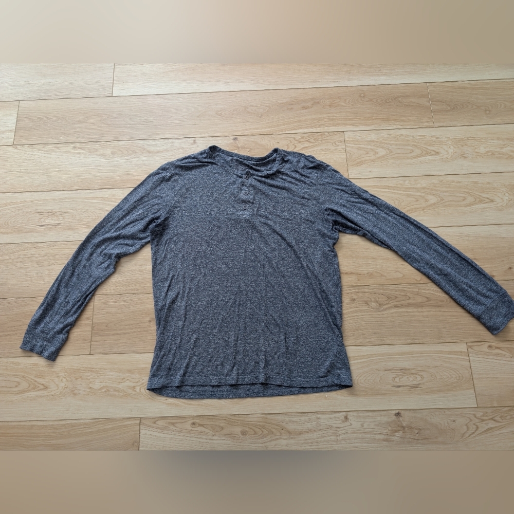 Men's Blue Heathered Long Sleeve Henley Shirt By The Rail